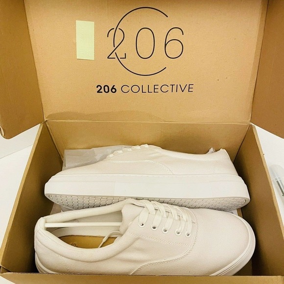 206 Collective Men's Mark Lace Up Canvas White Sneaker Various Sizes. - Picture 8 of 8
